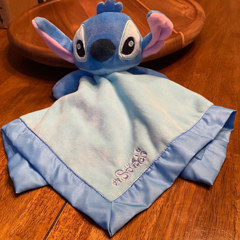 Disney Baby Security Blanket Stitch Blue Embossed